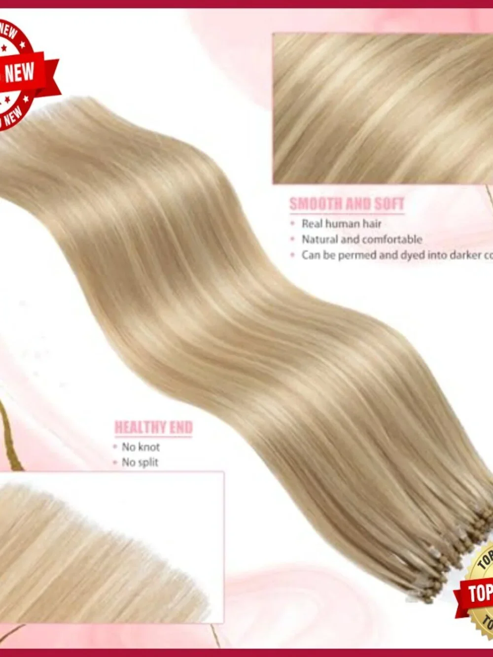 24 Inch Human Hair Extensions Micro Bead Loop 50g Pack Remy Quality